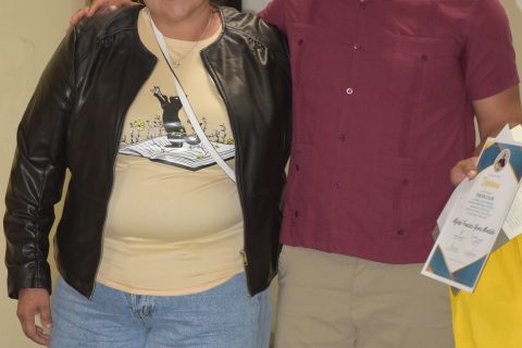 Rocío Prieto y Alfredo Francisco Yáñez, ganador del tercer lugar.