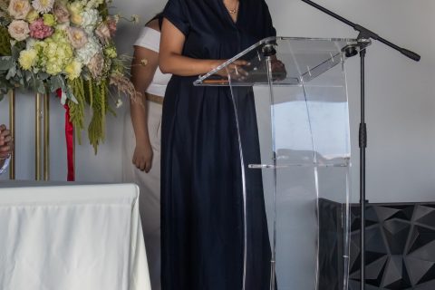 Anel Soto Ontiveros dirigió unas palabras durante la inauguración.